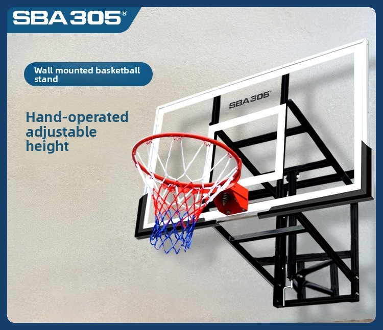 Basketball Hoop - Wall Mounted Basketball Hoop Rim Adjustable
