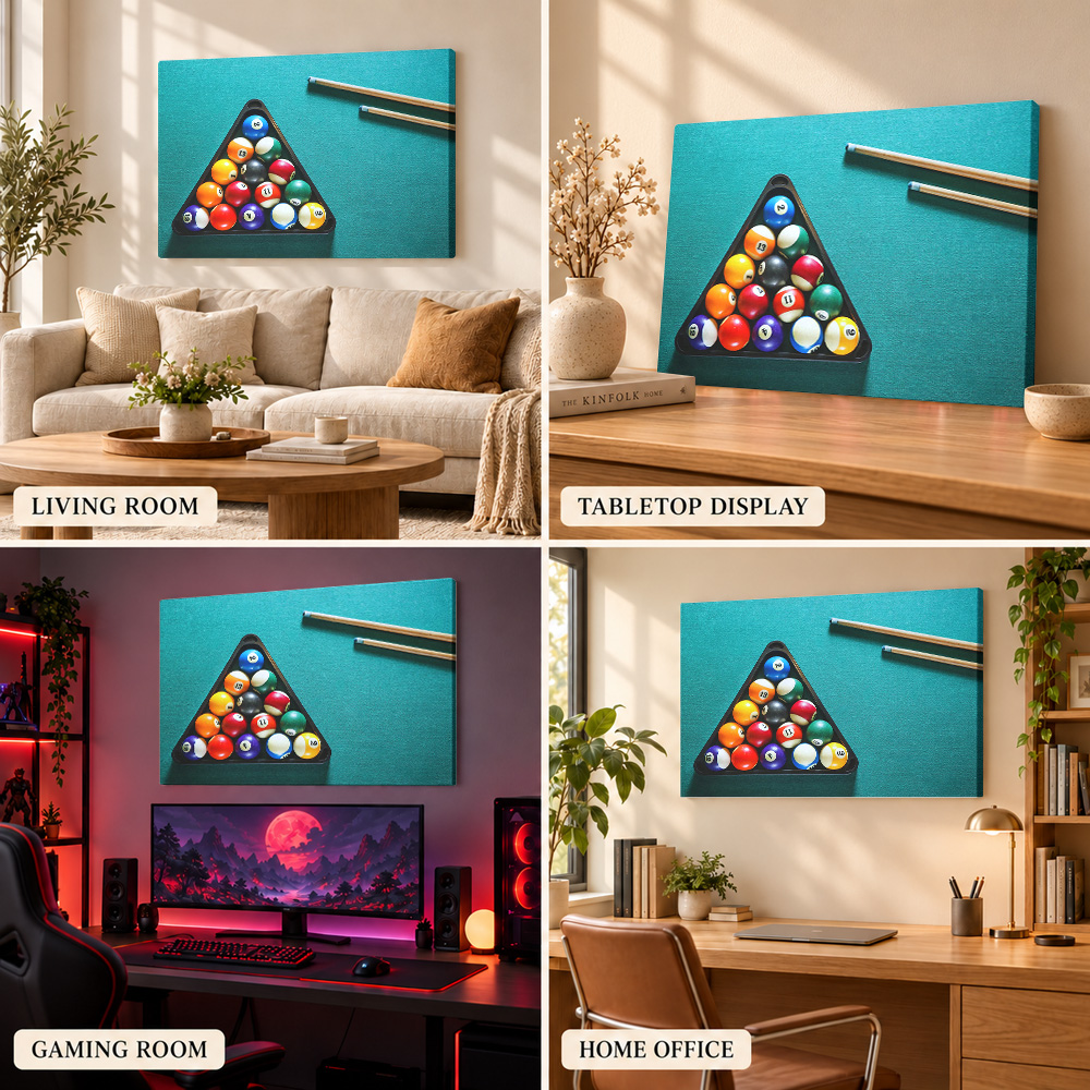 Billiards Pool Balls Cues Wood - Sports Equipment Poster review and price